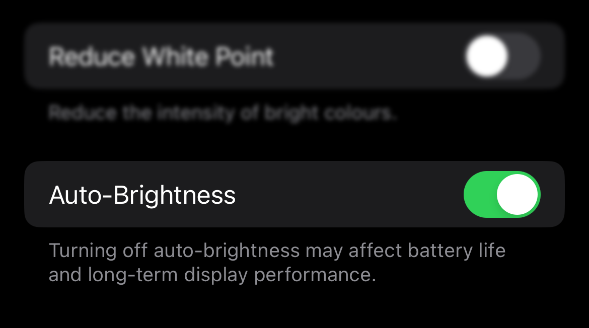 Screenshot of the "Auto-Brightness" slider in the iPhone settings