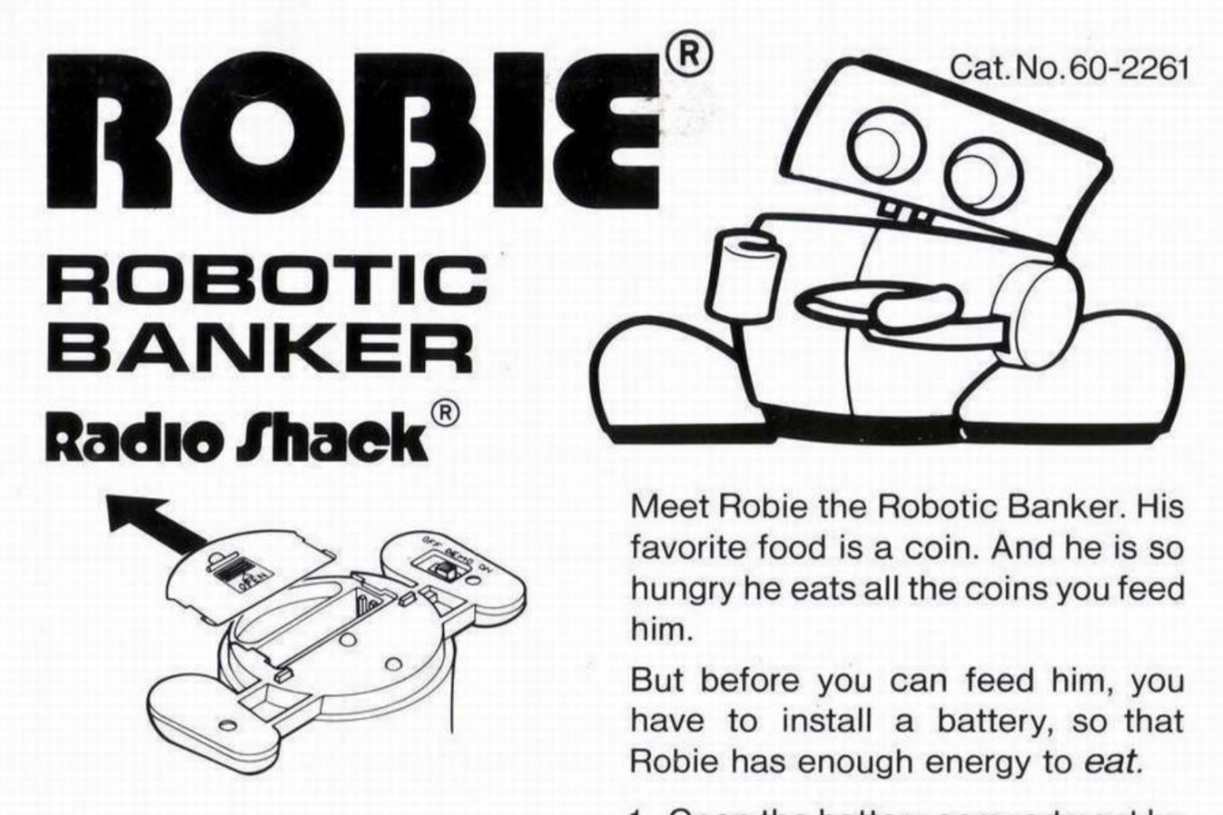 The user manual to Robie the Banker