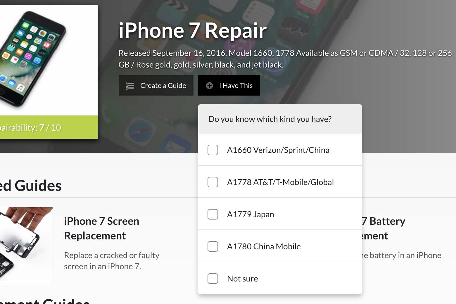 Select a specific model of a device to add it to your Workbench