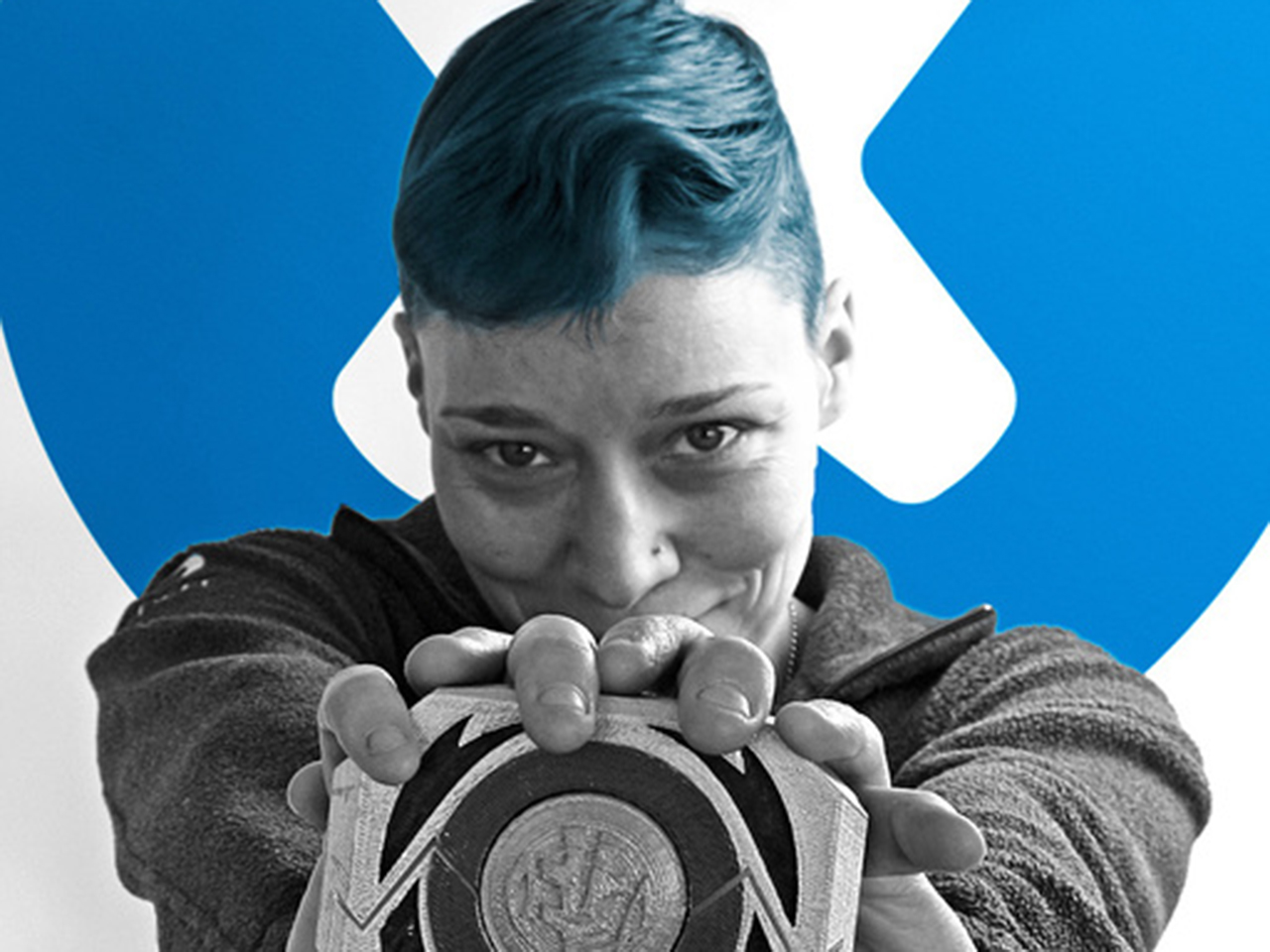 Mem holding a power symbol