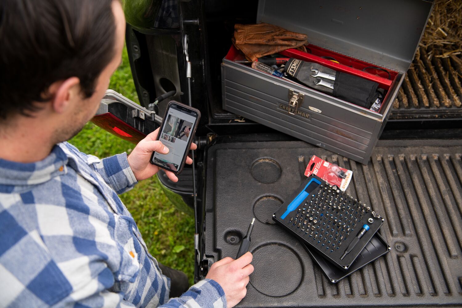 iFixit toolkit on truck bed