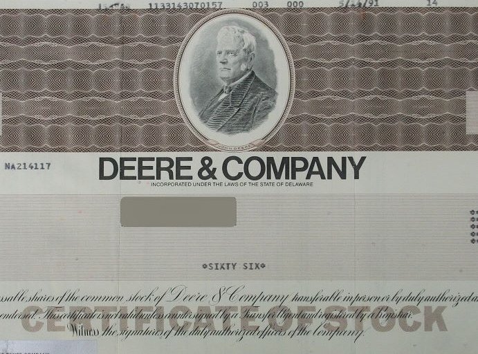 Deere Stock certificate