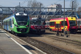 Newag Impuls trains at a station