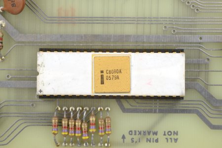 Close up of an 8080 chip