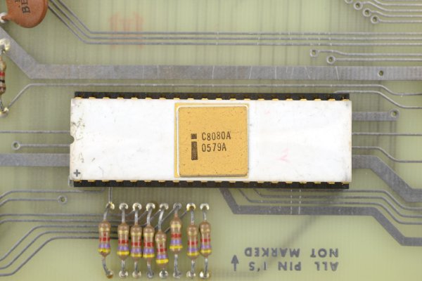 Close up of an 8080 chip