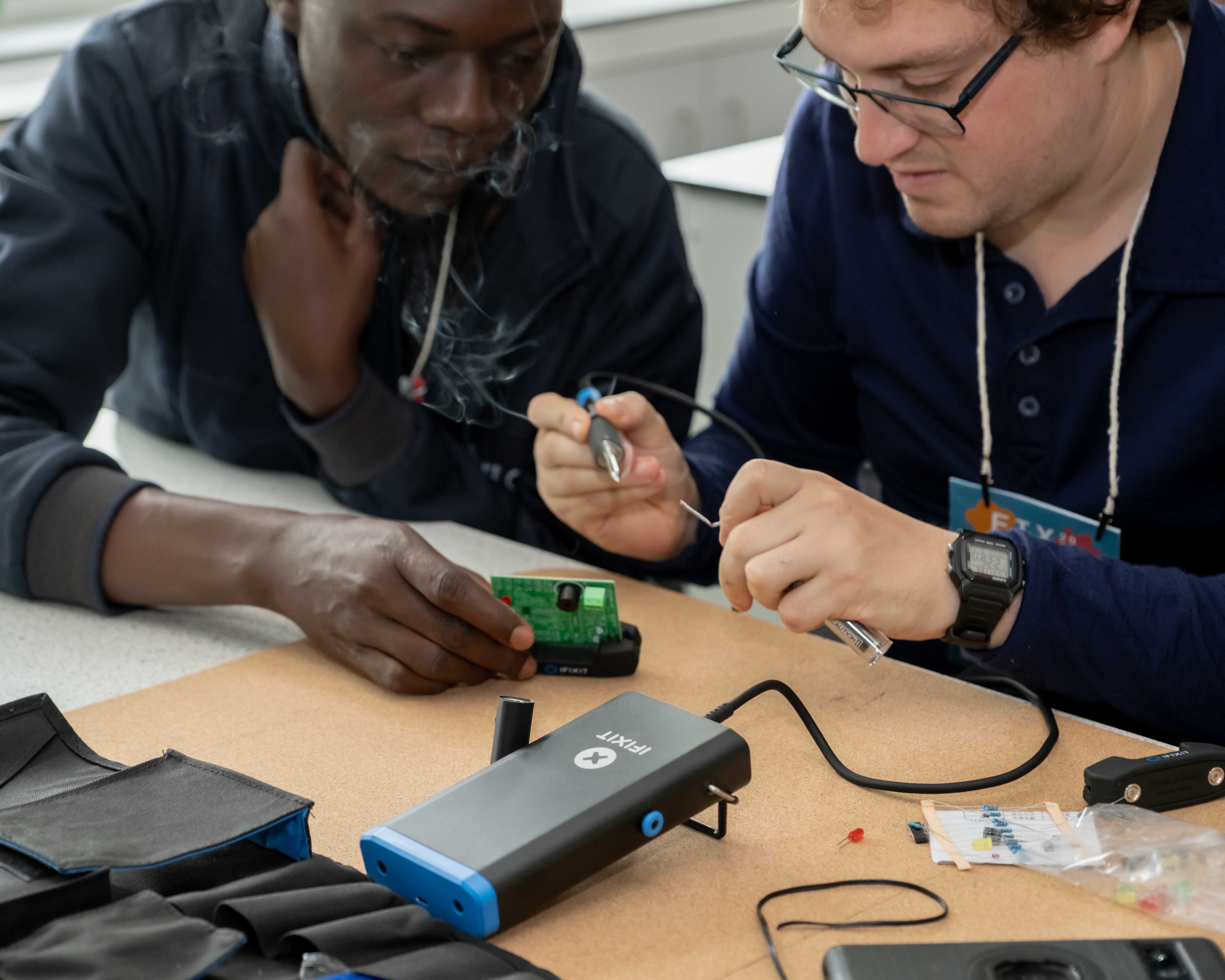Soldering at FixFest in London