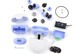 Pixel Buds 2a and case laid out on the table